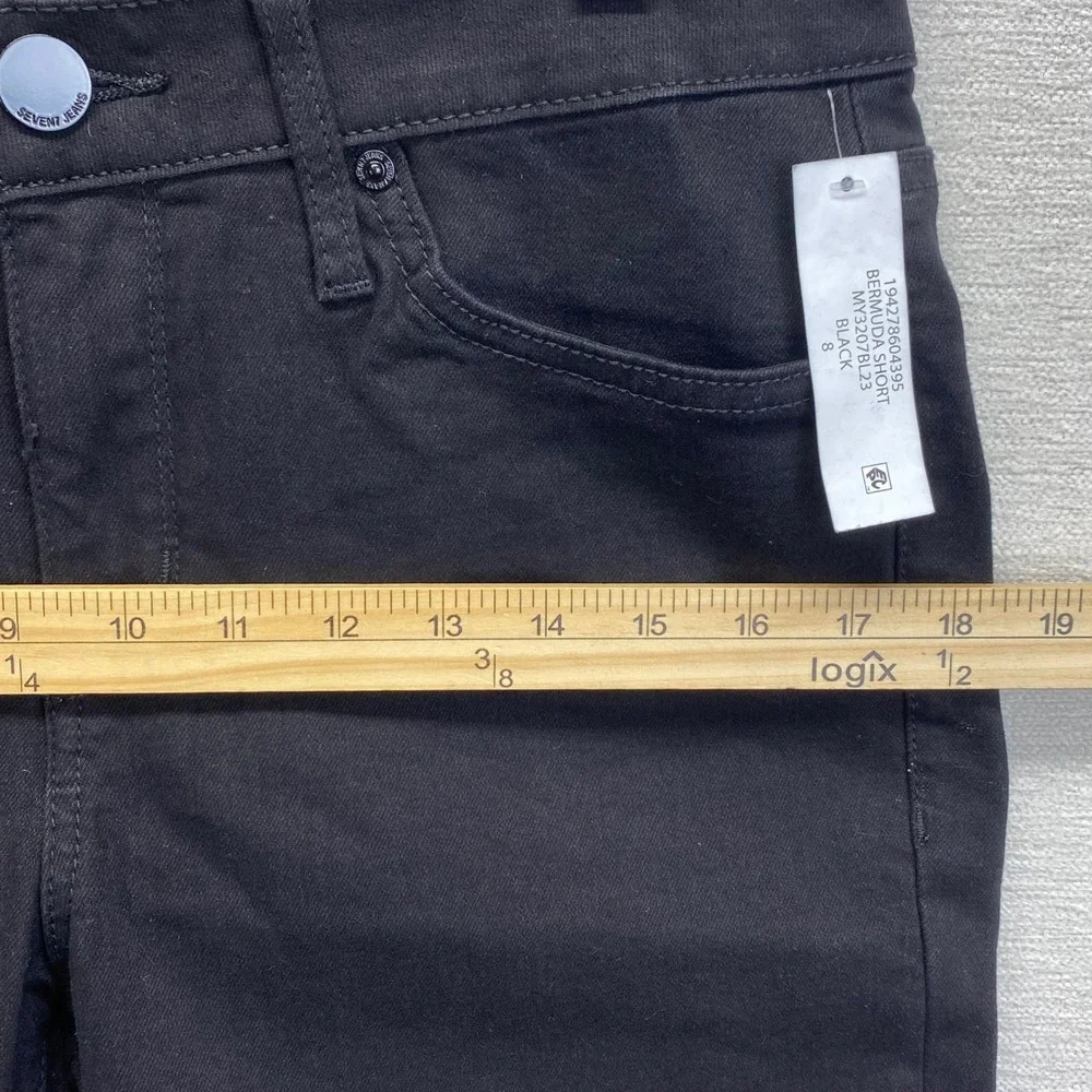 Seven 7 Jeans Sunset Bermuda Black Rolled Cuff Shorts Size 8 Stretch NWT